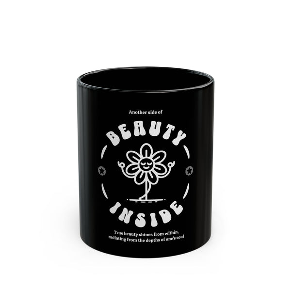 Inspirational Black Mug - 'Beauty Inside' Coffee Cup for Self-Love and Reflection