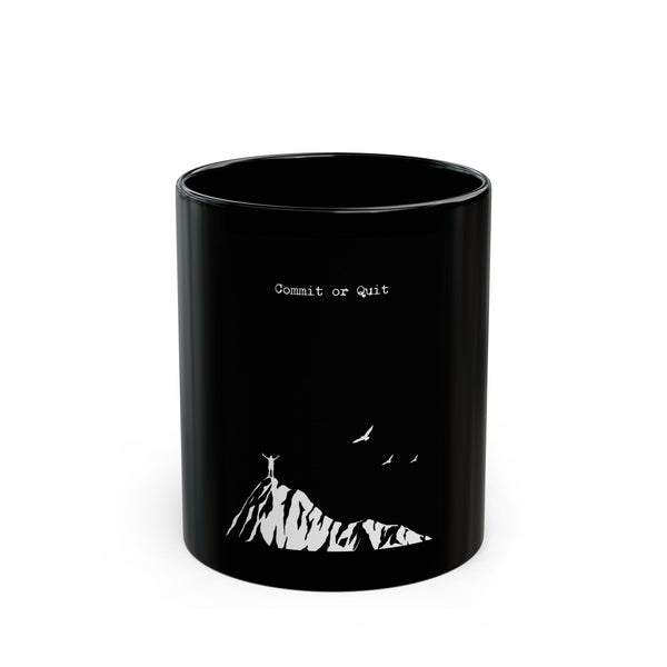 Inspirational Black Mug - Commit or Quit, Motivational Gift, Coffee Lover, Office Decor, Self Improvement, Espresso Cup