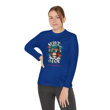 Load image into Gallery viewer, Youth Long Sleeve Tee - "Never Stop" Graphic Shirt for Active Kids