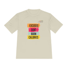 Load image into Gallery viewer, Unisex Workout Tee: "Excuses Don't Burn Calories" – Fitness Shirt, Gym Top, Sportswear, Gift for Athletes, Daily Motivation