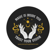 Load image into Gallery viewer, Mystical Round Rug - "Magic is Inside You, Trust Your Vision" Design