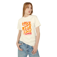 Load image into Gallery viewer, Inspirational Unisex Heavyweight Cotton Tee - "Take Risk & Lose the Chance"