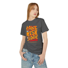 Load image into Gallery viewer, Inspirational Unisex Heavyweight Cotton Tee - "Take Risk & Lose the Chance"