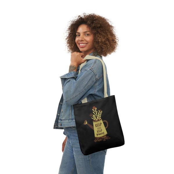 Inspirational Canvas Tote Bag with Colorful Straps - Perfect for Garden Lovers and Self-Care Enthusiasts