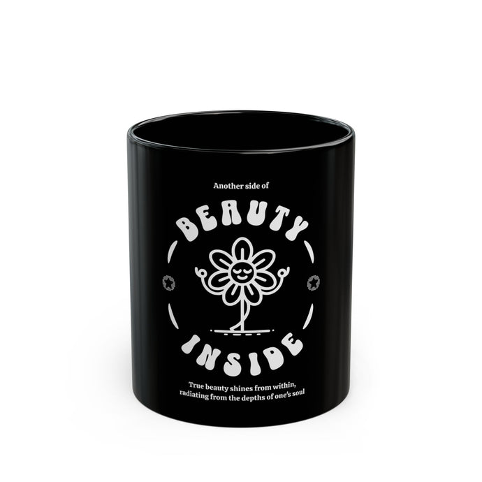 Inspirational Black Mug - 'Beauty Inside' Coffee Cup for Self-Love and Reflection