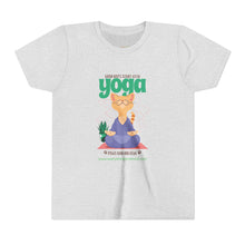 Load image into Gallery viewer, Yoga Cat Tee for Kids | Fun Relaxation Shirt, Youth T-Shirt for Yoga Lovers, Gift for Little Yogis, Cute Cat Design, Mindfulness Apparel
