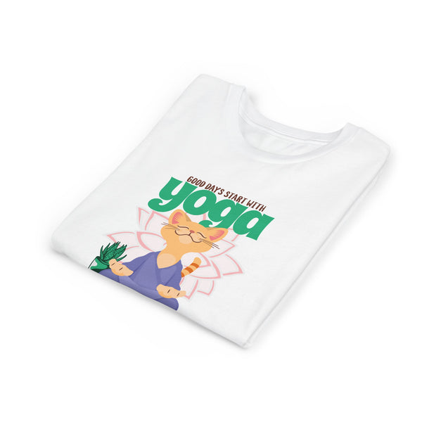 Yoga Cat Tee for Kids | Fun Relaxation Shirt, Youth T-Shirt for Yoga Lovers, Gift for Little Yogis, Cute Cat Design, Mindfulness Apparel