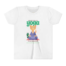 Load image into Gallery viewer, Yoga Cat Tee for Kids | Fun Relaxation Shirt, Youth T-Shirt for Yoga Lovers, Gift for Little Yogis, Cute Cat Design, Mindfulness Apparel
