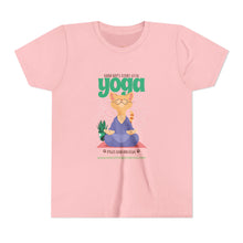 Load image into Gallery viewer, Yoga Cat Tee for Kids | Fun Relaxation Shirt, Youth T-Shirt for Yoga Lovers, Gift for Little Yogis, Cute Cat Design, Mindfulness Apparel
