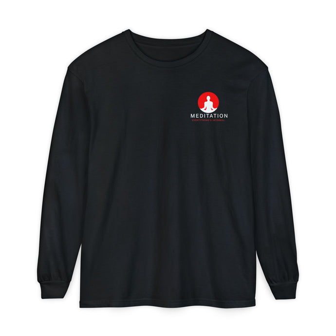 Meditation Long Sleeve T-Shirt - Unisex Garment-Dyed Comfort