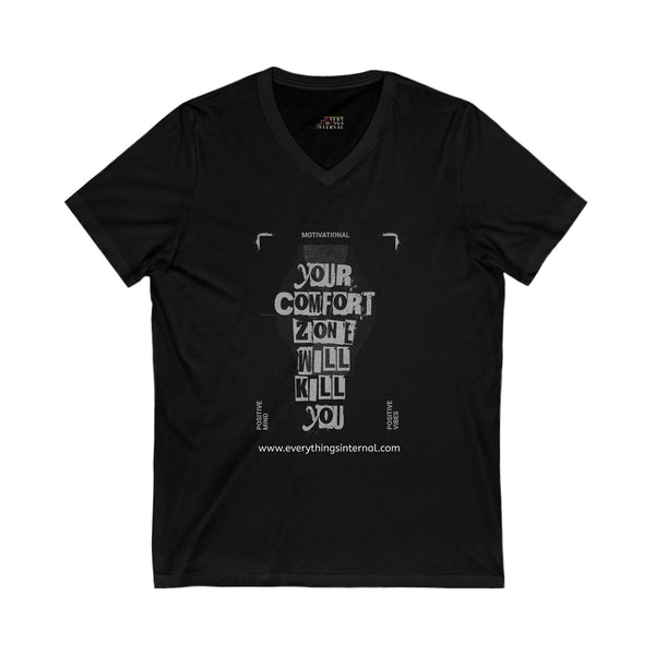 Motivational V-Neck Tee: Embrace Change and Challenge Yourself
