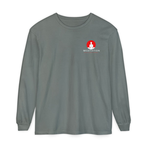 Meditation Long Sleeve T-Shirt - Unisex Garment-Dyed Comfort