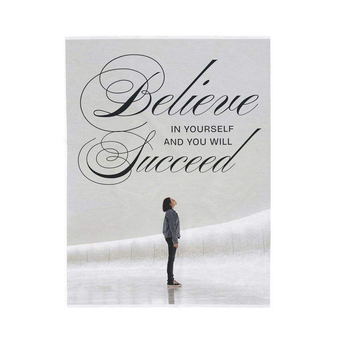 Inspirational Velveteen Plush Blanket - 'Believe in Yourself' Cozy Throw for Motivation and Comfort