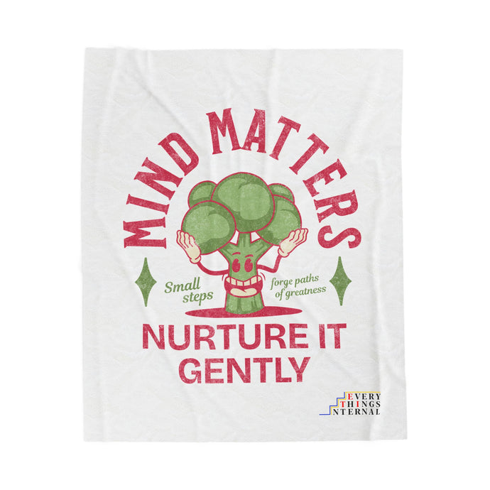 Mind Matters Velveteen Plush Blanket - Nurture It Gently | Cozy Comfort for Self-Care