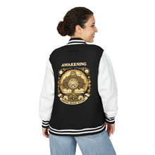 Load image into Gallery viewer, Unisex Heavyweight Letterman Jacket - Awakening Design for Inner Peace
