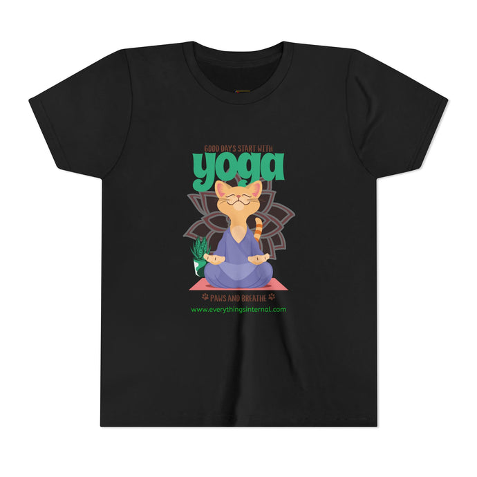 Yoga Cat Tee for Kids | Fun Relaxation Shirt, Youth T-Shirt for Yoga Lovers, Gift for Little Yogis, Cute Cat Design, Mindfulness Apparel