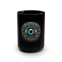 Load image into Gallery viewer, Mystical Eye Black Mug, 15oz - Perfect for Coffee Lovers and Spiritual Seekers
