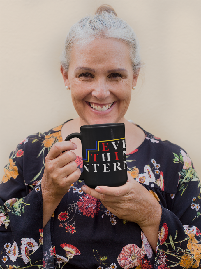 Inspirational Black Mug - 15oz with 'Everything International' Design for Motivational Coffee Lovers