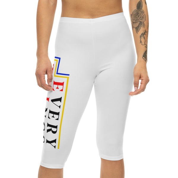 Inspirational Women’s Capri Leggings with Bold Typography - Perfect for Fitness & Casual Wear