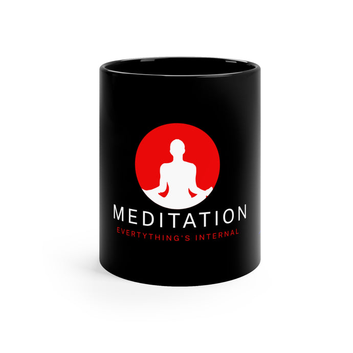 Meditation Black Coffee Mug – 11oz Inspirational Drinkware for Mindfulness Enthusiasts