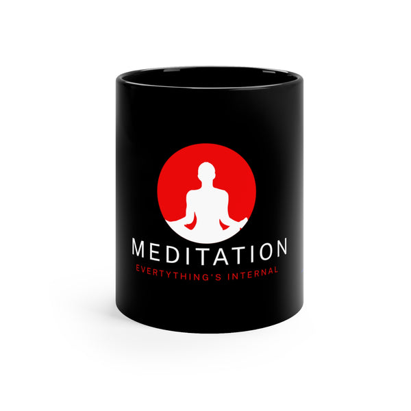 Meditation Black Coffee Mug – 11oz Inspirational Drinkware for Mindfulness Enthusiasts