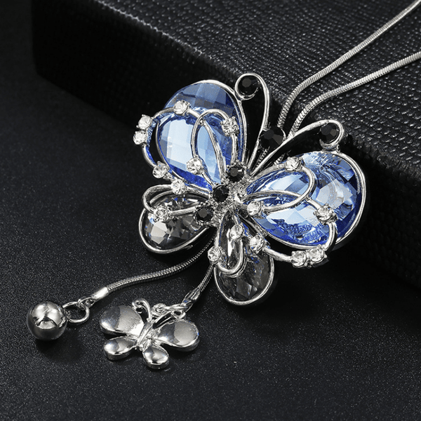 Butterfly Crystal Necklace Rhinestone Inlaid Silver Plated Women's Necklace Fashion Jewelry