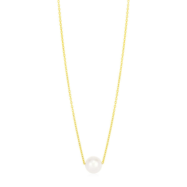 14k Yellow Gold Pearl Solitaire Necklace