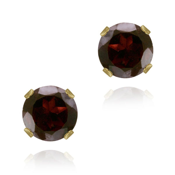 14K Yellow Gold 2.2ct Garnet Stud Earrings, 6mm